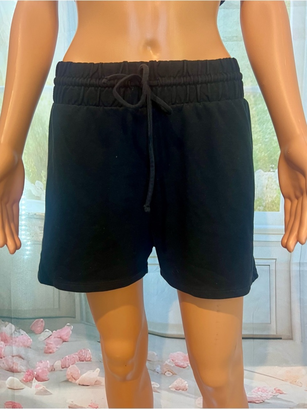 Free People Black Drawstring Athletic Lounge Shorts